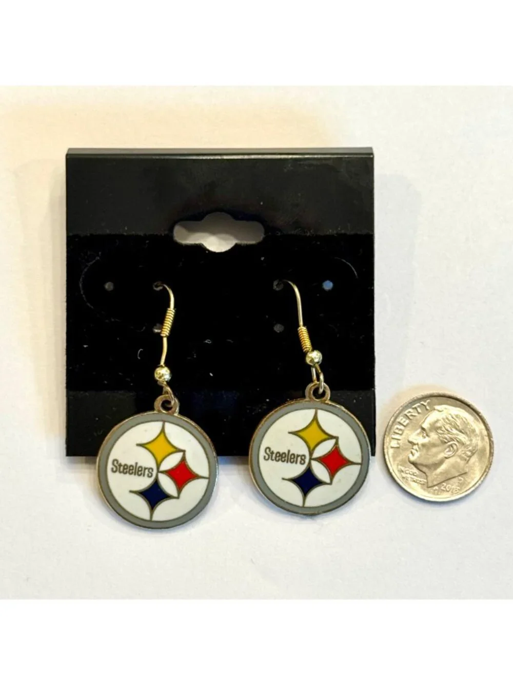 Vintage 90s NFL Pittsburgh Steelers Football Earrings Jewlery Peter David Inc